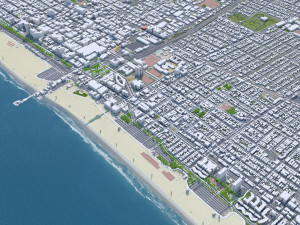 Santa Monica downtown city California USA 6km 3D Model