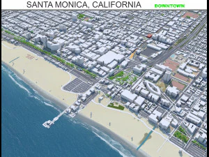 Santa Monica centrum miasta Kalifornia USA 6 km Model 3D