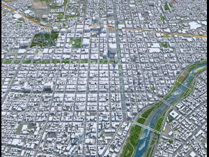 Sapporo downtown city Hokkaido Japan 8km 3D Model