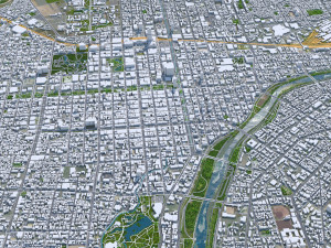 Sapporo downtown city Hokkaido Japan 8km 3D Model