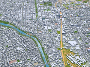 Sapporo downtown city Hokkaido Japan 8km 3D Model