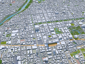 Sapporo downtown city Hokkaido Japan 8km 3D Model