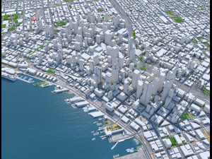 Seattle downtown city Washington USA 8km 3D-Modell
