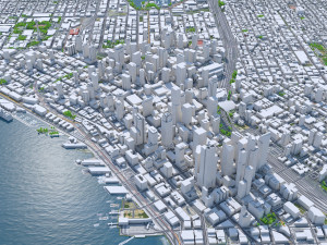Seattle downtown city Washington USA 8km 3D-Modell