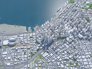 Seattle downtown city Washington USA 8km 3D-Modell