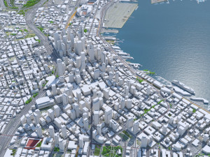 Seattle downtown city Washington USA 8km 3D-Modell