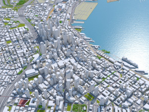 Seattle downtown city Washington USA 8km 3D-Modell