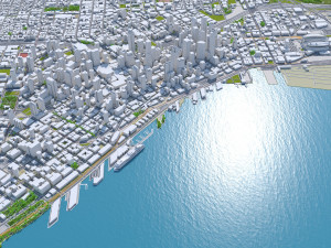 Seattle downtown city Washington USA 8km 3D-Modell