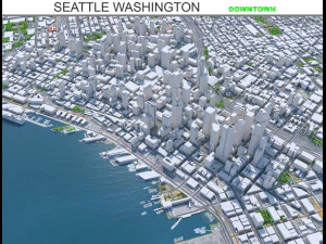 시애틀 도심 도시 미국 워싱턴 8km 3D 모델
