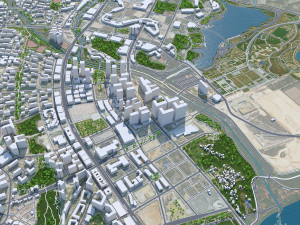 Sejong downtown city South Korea 8km 3D Model