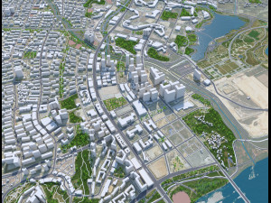 Sejong downtown city South Korea 8km 3D Model