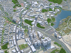 Sejong downtown city South Korea 8km 3D Model