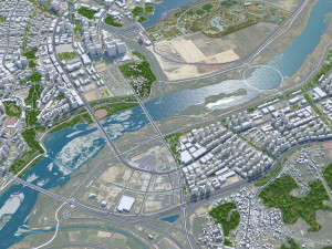 Sejong downtown city South Korea 8km 3D Model