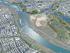 Sejong centro da cidade Coreia do Sul 8 km Modelo 3D