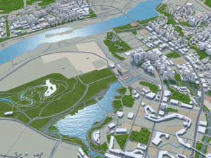 Sejong centro da cidade Coreia do Sul 8 km Modelo 3D