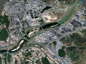 Sejong centro da cidade Coreia do Sul 8 km Modelo 3D