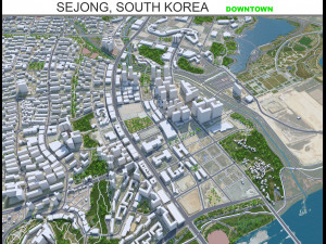 Sejong downtown city South Korea 8km 3D Model