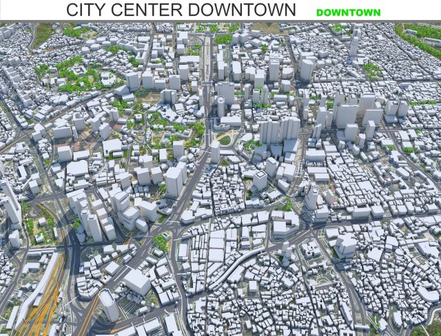 City Center Downtown Seoul South korea 8km 3D Model .c4d .max .obj .3ds .fbx .stl .blend 