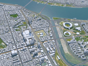 Gangnam District Downtown Seoul South korea 15km Modelo 3D