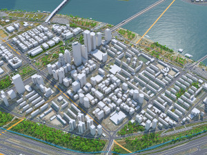 Yeouido District Downtown Seoul South korea 15km 3D Model