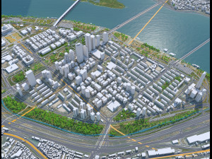 Yeouido District Downtown Seoul South korea 15km Modèle 3D