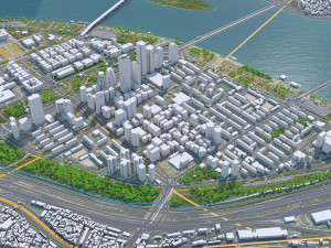 Yeouido District Downtown Seoul South korea 15km Modèle 3D