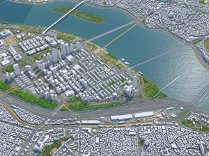 Yeouido District Downtown Seoul South korea 15km Modèle 3D