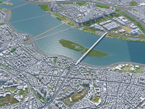Yeouido District Downtown Seoul South korea 15km Modèle 3D