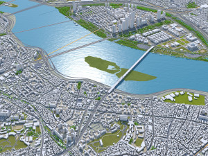 Yeouido District Downtown Seoul South korea 15km Modèle 3D