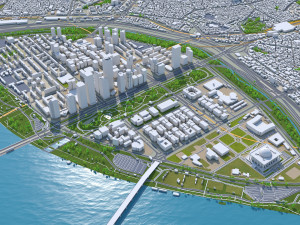 Yeouido District Downtown Seoul South korea 15km Modèle 3D