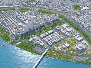 Distrito de Yeouido Centro de Seul Coreia do Sul 15 km Modelo 3D