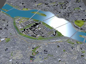 Distrito de Yeouido Centro de Seul Coreia do Sul 15 km Modelo 3D