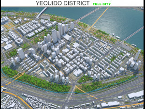 Yeouido District Downtown Seoul South korea 15km 3D Модель