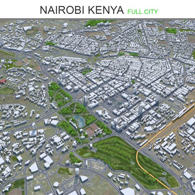 Nairobi city Kenya 40km 3D Model .c4d .max .obj .3ds .fbx .stl .blend 