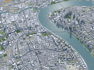 Shanghai Downtown city China 8km 3D Model