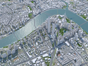 Shanghai Downtown city China 8km 3D Model