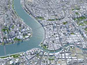 Shanghai Downtown city China 8km 3D Model