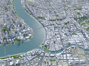 Shanghai Downtown city China 8km 3D Model