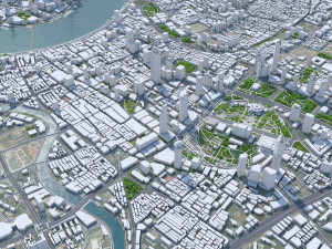 Shanghai Downtown city China 8km 3D Model