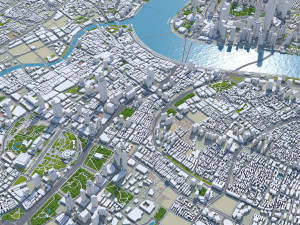 Shanghai Downtown city China 8km 3D Model