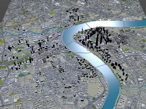 Shanghai Downtown city China 8km 3D Model