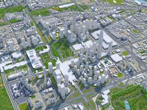 Shenzhen Downtown city China 8km Modelo 3D