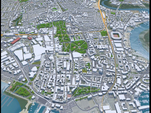 Southampton City Center Downtown England 8km 3D Model