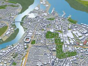 Southampton City Center Downtown England 8km 3D Model