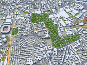 Southampton City Center Downtown England 8km 3D Model