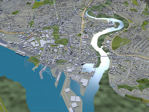Southampton City Center Downtown England 8km 3D Model