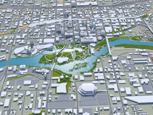 Spokane downtown city Washington USA 6km 3D Model