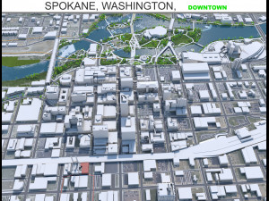 Spokane downtown city Washington USA 6km 3D Model