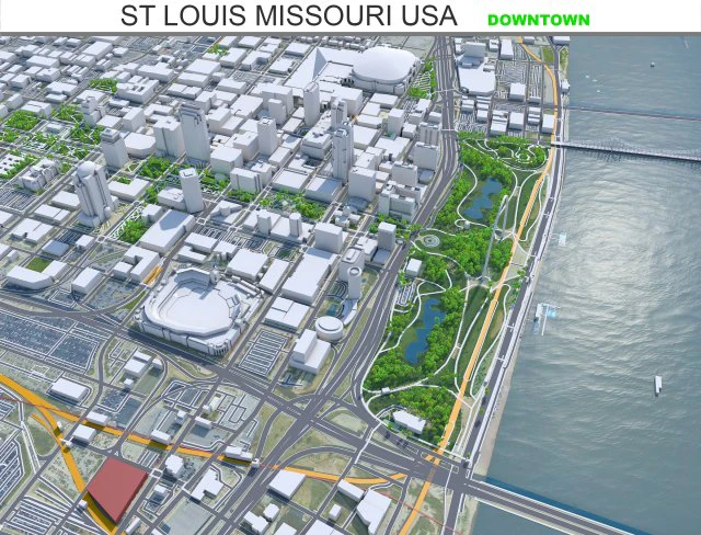 St Louis downtown city Missouri USA 8km 3D Model .c4d .max .obj .3ds .fbx .stl .blend 