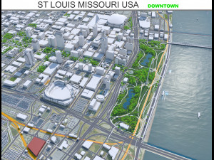 St Louis downtown city Missouri USA 8km 3D Модель